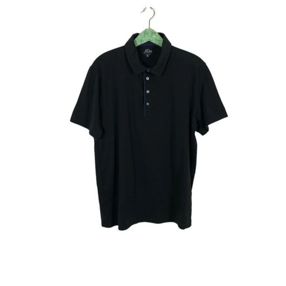 J Crew Mens Polo Shirt XL Black Short Sleeve Classic‎ Preppy Casual